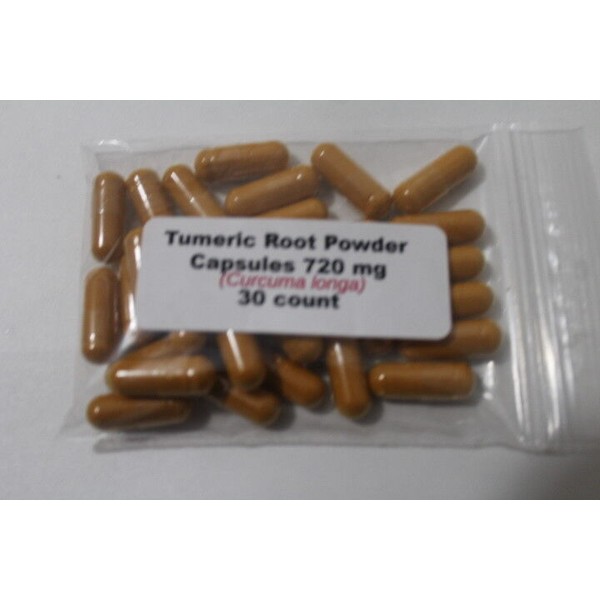 Tumeric (Turmeric) Root Powder Capsules (Curcuma longa) 720 mg  30 count