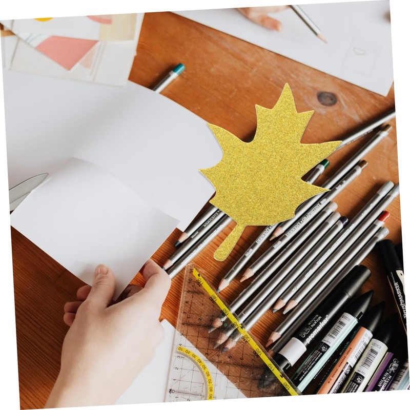 STOBOK 20pcs Glitter Maple Leaf Paper Cutouts for Fall Decor