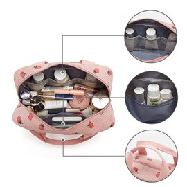 Funtlend Toiletry Bag for Women Wash Bag Corduroy Cosmetic Bag Travel Women Make up Bags Ladies Organizer for Girls Travelling Holiday