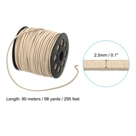 PATIKIL Suede Leather Cord 2.5mm 98 Yard, Faux Suede Cord Flat Leather String with Roll Spool for Necklace Bracelet Beading Jewelry Making, Khaki