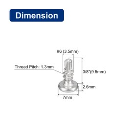 sourcing map Pack of 50 Self Drilling Screws #6 x 3/8 Inch 304 Stainless Steel Phillips Pan Head Self-Tapping Bolts for Sheet Metal Attaches Wire Slat to Metal Bolts