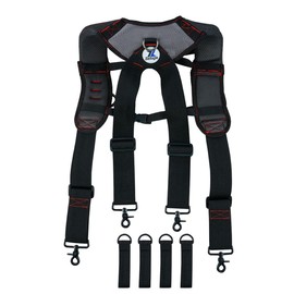 Zeluga 15-214 Trigger Snap Hook End Construction Work Suspender with Gel Pad Detachable Phone Holder, Black/Red