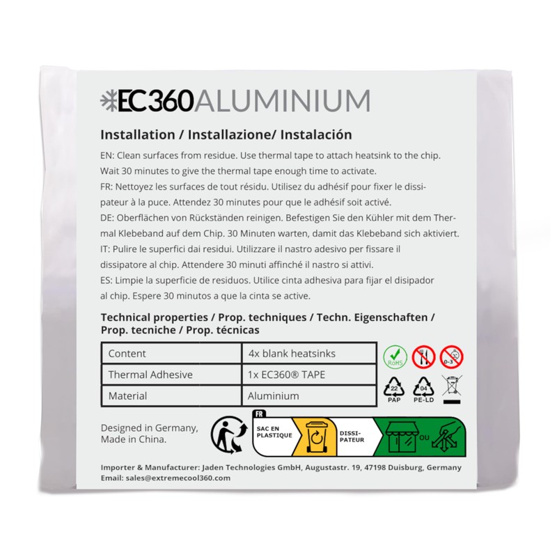 EC360® Aluminium 4-Pack VGA-RAM Cooler (14 x 14 x 6