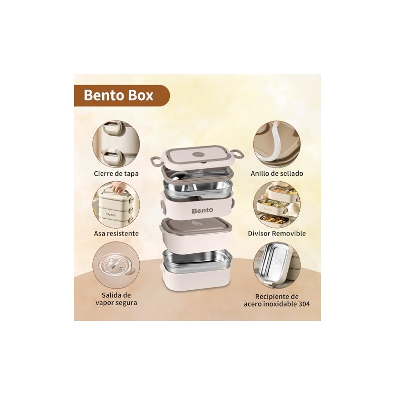 Bento Box, Lunch Box de 3 Capas 2400 ml con