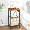 Creso hom Tall End Table with Charging Station, 3 Tier