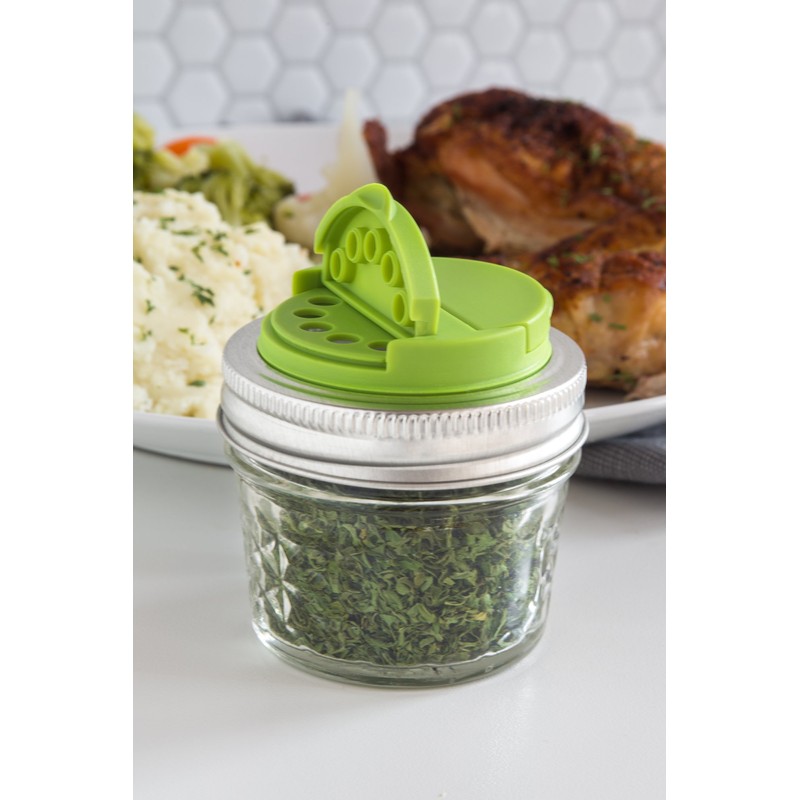 Jarware Spice Lid for Regular Mouth Mason Jars, Green