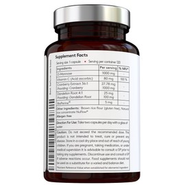 100% Natural - 5-in-1 D-Mannose Complex – 120 Vegan Capsules - Max Potency - D-Mannose + Cranberry Extract + Dandelion Root + Vitamin C – for UTI/Bladder Care - Made in The UK by Vital Haven
