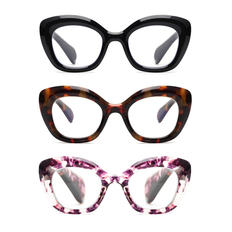 JM Lesebrille Damen mit Federscharnier, Katzenauge Blaulichtfilter Brille Frauen 3