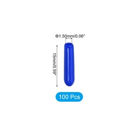 PATIKIL 100pcs Rubber Cap 1.5mm Inner Diameter 15mm Length End Cap Vinyl Round Tube Thread Protector Blue