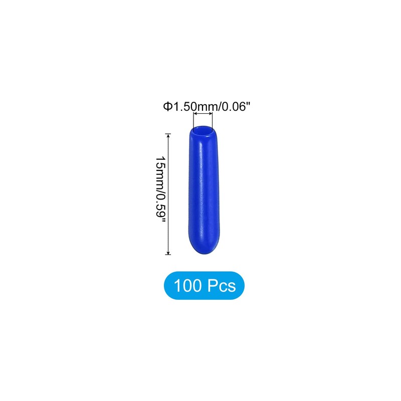 PATIKIL 100pcs Rubber Cap 1.5mm Inner Diameter 15mm Length End
