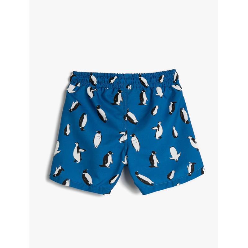 Koton Boys's Drawstring Penguin Printed Swim Trunks, Blue Design(12b)