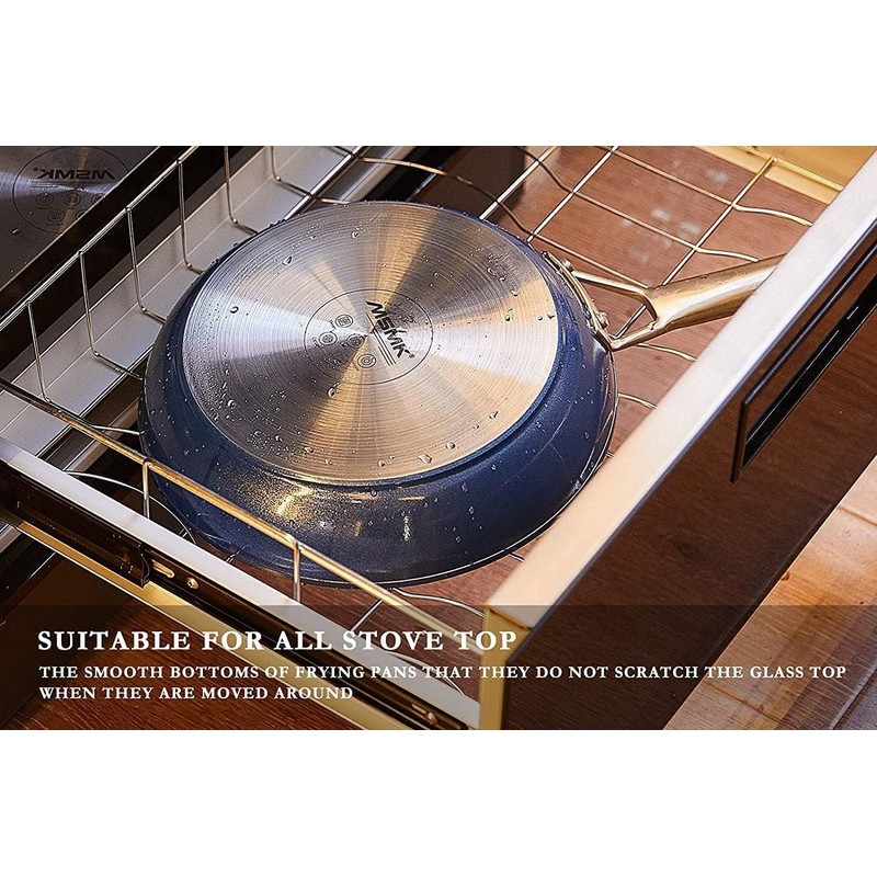 MsMk Non stick frying pan set with lid Blue, 12-inch