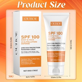 Sonnencreme LSF 100, Sunscreen SPF 100, Feuchtigkeitsspengende Sonnenschutzcreme, Waterproof, Nicht Fettend, Starker UVA-UVB-Schutz, Sonnencreme Gesicht für Alle Hauttypen