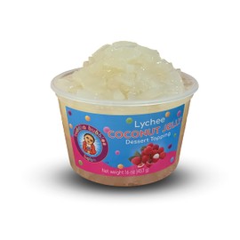 Premium Coconut Jelly Dessert Topping by Buddha Bubbles Boba (Lychee Jelly)
