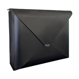 NACH Sleek Envelope Waterproof Wall Mount Mailbox, Large for Outside, Extra Large Capacity, Black, 12.5x4x10 Inches, MB-6950