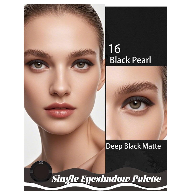 Single Eyeshadow Palette, Goth Black Eyeshadow, Highly Pigmented Long Lasting