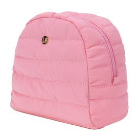 lemonbella Medium Jennifer Cosmetic Bag Nylon Quilted Travel Makeup Pouch - Shiny & Stylish Toiletry Organizer for Women, COTTON CANDY PINK