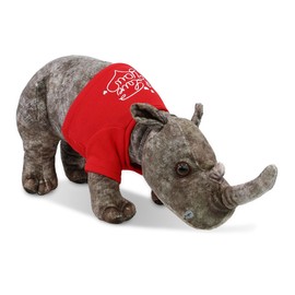 DolliBu I Love You Valentine Plush Rhino - Cute Stuffed Animal with Red Shirt and Name Personalization Gift for Valentines Day, Birthday, Anniversary, Romantic Date - 15 Inches