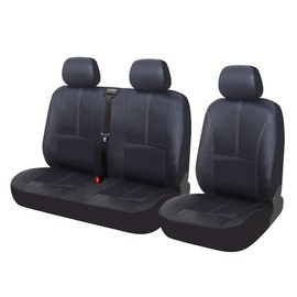 TOYOUN PU Leather Van Seat Covers Seat Protector Universal Fit Most Vans Trucks Lorry Front Seat Covers Single & Double Car Seat Covers for Single Driver and Double Passenger Seat 2+1 seat Covers