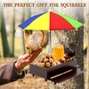 Squirrel Feeder with Umbrella, Metal Squirrel Feeders for Outside with