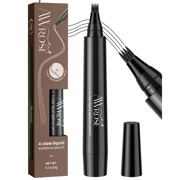 AWROSE Eyebrow Pencil, 3D Waterproof Microblading Eyebrow Pen 4 Fork