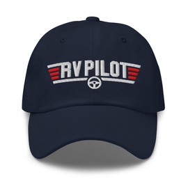 RV Pilot Funny Motorhome Camping Road Trip Dad Hat Cap Navy
