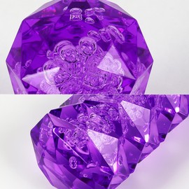 W-POWER JDM 20CM Universal VIP Shift Knob Stick Clear Transparent Bubble Throw Gear Shifter 3D Diamond Style Shift Head, 5 6 Speed Fit Most Manual Auto Vehicles Trucks with 3 Adapters (Purple)