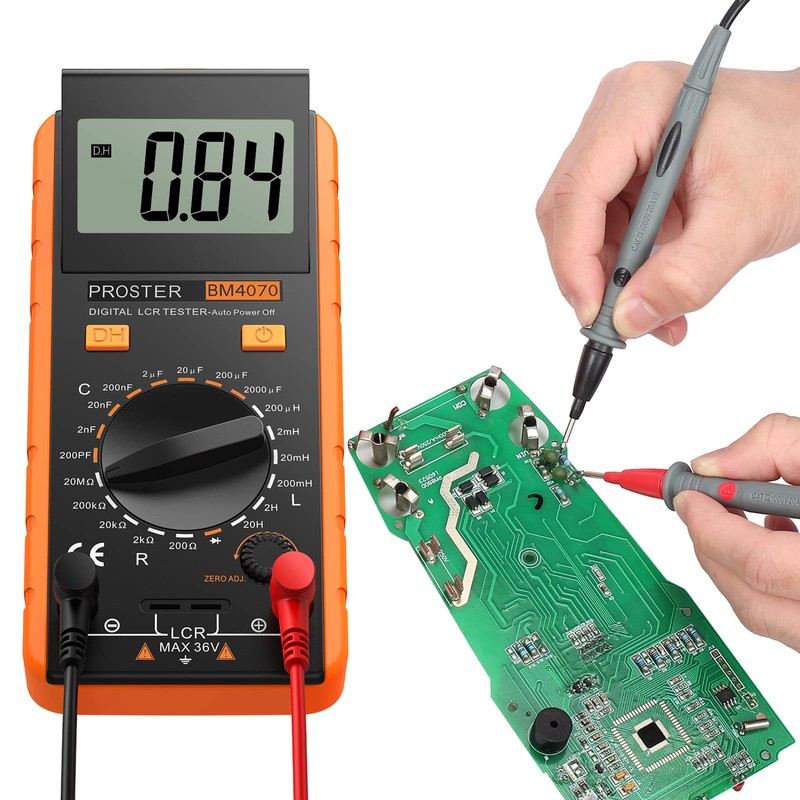 Proster LCR Meter, Capacitive Tester, Inductance, Resistance Measurement, Large LCD