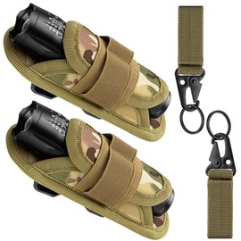 IronSeals 2 Pack 360° Rotatable Clip LED Flashlight Torch Holder Stretchable Adjustable Flashlight Torch Holster Holder Belt Case Pouch