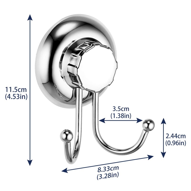 MaxHold Suction Screw 2 Pack Double Robe Hooks - Attach