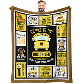 Yufrtck School Bus Driver Gifts for Men, Bus Driver Appreciation Gifts for Men, Birthday Gift for School Bus Drivers Throw Blanket 60" x 50", Bus Drivers End of Year Gifts/Thank You Gifts for Men