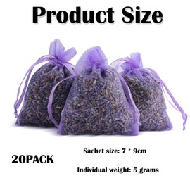 20 Pack Lavender Bags for Wardrobes, Drawers & Cars, Natural Dried lavender Sachets for Moths & Freshness, Empty Lavender Bags to Fill
