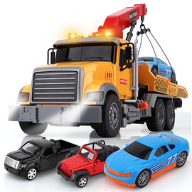 wakeInsa Tow Truck Toy Set with Race Car Metal Off-Road Vehicle and Metal Pickup Truck Ideal Toddler Toys for Kids Ages 4 to 8 Fun Kids Toys for Boys 3 Years and Up Educational Playtime Vehicles