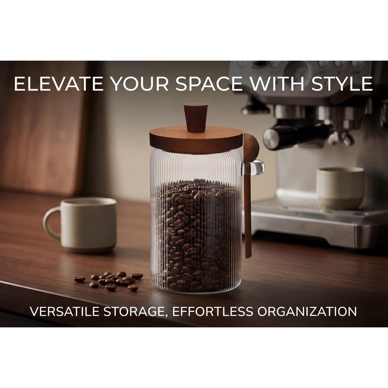 31oz Airtight Coffee Canister with Scoop, Glass Coffee Container for