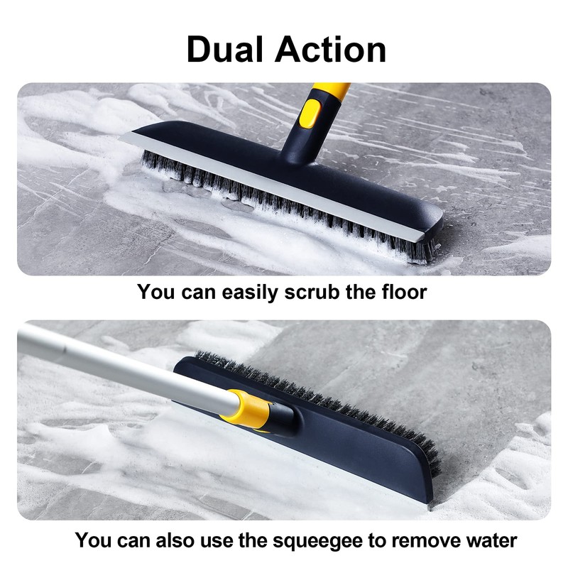 Yocada Floor Scrub Brush Telescopic Handle 2 in 1 Scrape