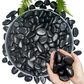 15LB Black River Rocks for Landscaping 1-2 Inch Natural Polished Stones Decorative Pebbles for Plants Vases Aquarium Large Outdoor Garden Rocks