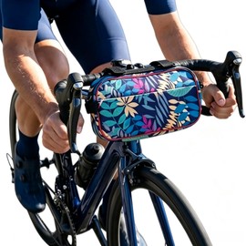FAMJOALE Waterproof Bike Handlebar Bag, Large Capacity Bicycle Bags Cycling Front Storage Pouch with Detachable Shoulder Strap, Fits MTB Road Urban Bikes
