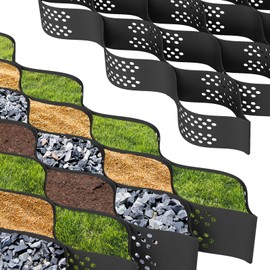 Kweetle 2-3-4 Inch Depth Geogrid Gravel Grid,9x17 FT HDPE Geo Cell Driveway Stabilization Grids, Geo Ground Permeable Stabilization Grid for Landscaping,Parking,Lots Garden (Black, 2 INCH)
