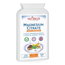 Magnesium Citrate Capsules 120 x 500mg - 150mg of Bioavailable Elemental Magnesium per Capsule - not Tablets - for Bones - Muscles - Tiredness - Cramps - Sleep