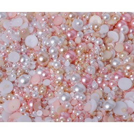 15g Mixed Colours Size Flat Back Pearls Cabochons Decoden 2mm - 12mm Bling (Wedding)