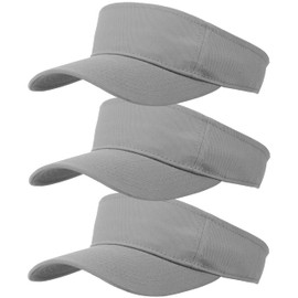 3 Pcs Sun Visor for Women Men Outdoor Sport Golf Tennis Softball, Adjustable Visors Hats 1600-3PC Light Grey