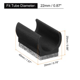 QUARKZMAN Pack of 20 Chair Leg Tip Caps with Felt Pads, U-Shaped Chair Tube Protectors, Furniture Protection Feet Gliders, Suitable for 22 mm Metal Tube Legs, Black, Grey Pads