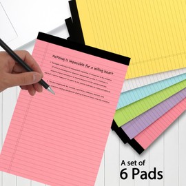 Toplive Colored Legal Pad Writing Pads 8.3 x 14 Inch 6 Pack Thick Note Pads Perforated Lined Ruled Legal Notepads for Office School College Business