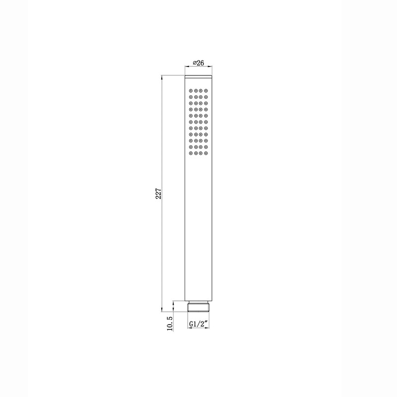ENKI, E19, Round Pencil Hand Shower with Rubber Jets, Chrome