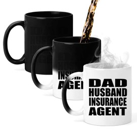 Designsify Gifts, Dad Husband Insurance Agent, 11oz Color Changing Mug Ceramic Heat Sensitive Magic Tea-Cup, for Birthday Anniversary Mom Dad Parents Fathers Mothers Day Party, to Men Women Him Her