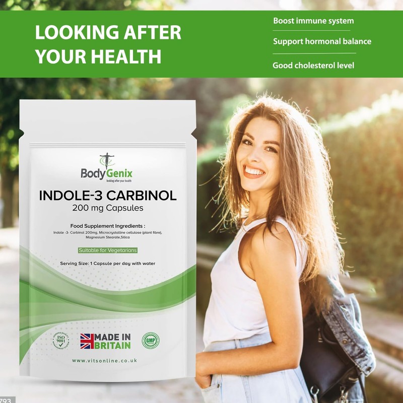 Bodygenix Indole-3 Carbinol 200mg Vegan Capsules Hormonal Balance Immune System
