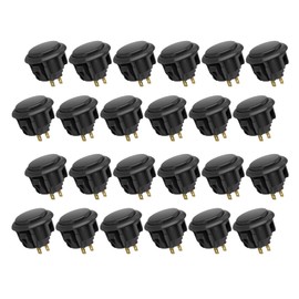 QANBA D-lite Original-Tasten Snap-In Arcade Buttons für DIY zur Anpassung des Controllers 24MM/30MM Druckknopf (Boxed) (24mm Black（EL04) 24 Pcs)