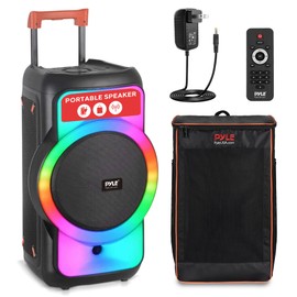 Pyle Bluetooth Party Speaker, 160W Bluetooth Party Box Speaker with True Wireless Stereo System, Powerful Bass and Clear Treble, Carry Bag, Tripod, TWS, FM Radio, USB, AUX and Mic Inputs, 15"x12"x24"