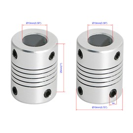 Aopin Flexible Coupling Motor 10mm to 10mm Shaft for 3D Printer, 25mm Length / 1" Coupler Motor Connector Casing Joint, Suitable for Car Model Shaft, CNC Machine, Motor Guide, DIY Encoder, 4pcs