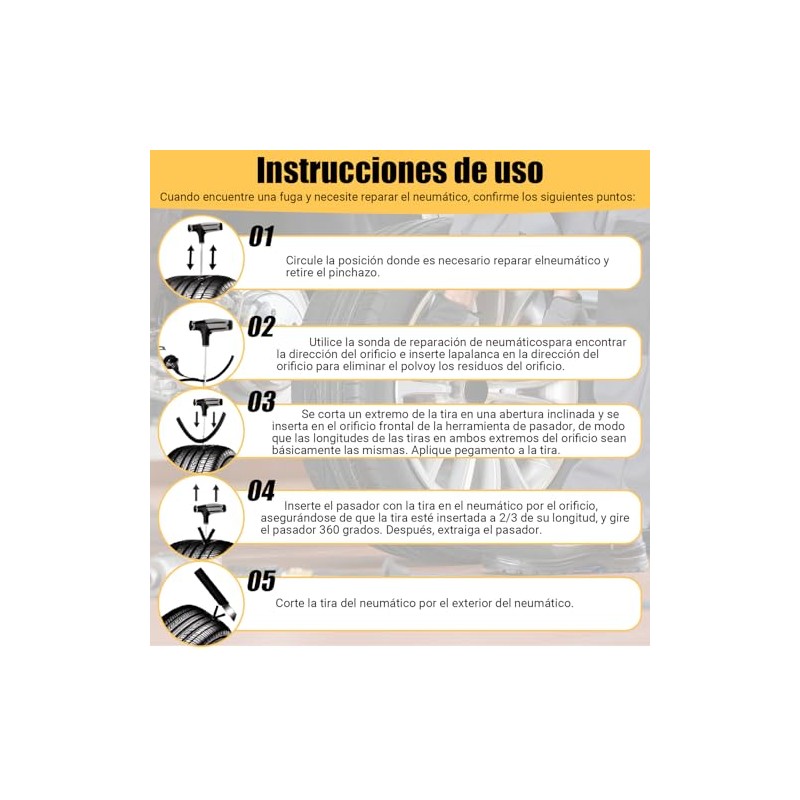 Kit de Reparación de Emergencia para Llantas de Moto, Kit